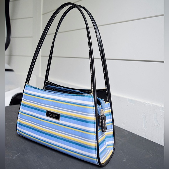 VINTAGE Kate Spade New York Multicolour Striped Handbag Y2K Retro Purse Designer - Picture 5 of 16